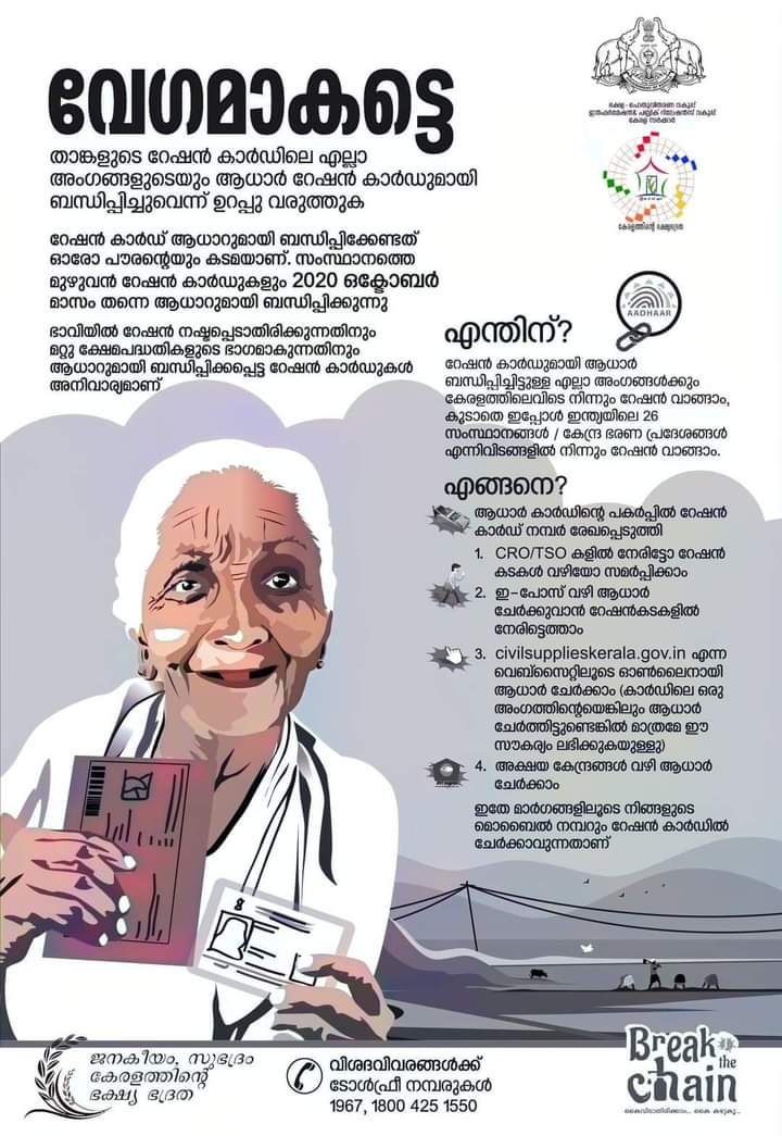 റേഷൻ കാർഡിലെ എല്ലാ അംഗങ്ങളുടെയും ആധാർ റേഷൻ